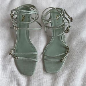 Zara Mint Green Strappy Kitten Heel